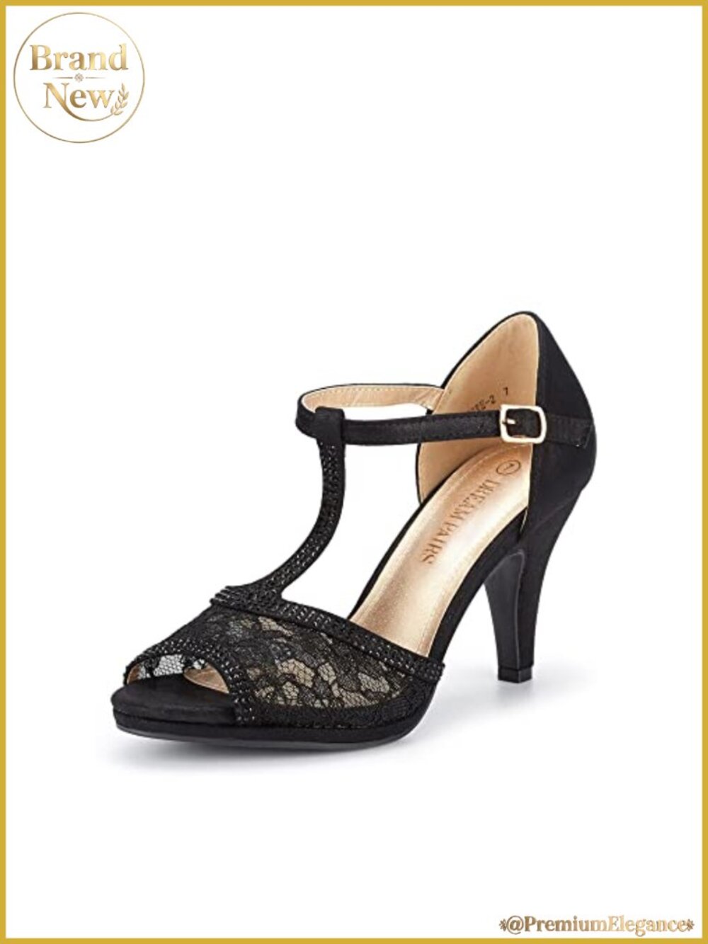 Lace D'Orsay Kitten Heel Sandals 3.27 Inch Open Toe T-Strap
